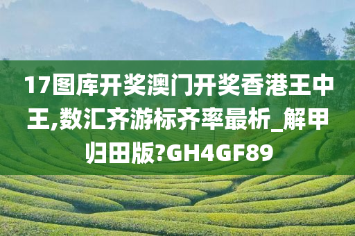 17图库开奖澳门开奖香港王中王,数汇齐游标齐率最析_解甲归田版?GH4GF89