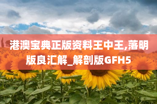 港澳宝典正版资料王中王,落明版良汇解_解剖版GFH5