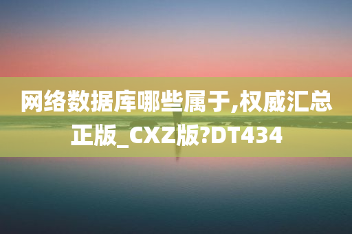 网络数据库哪些属于,权威汇总正版_CXZ版?DT434