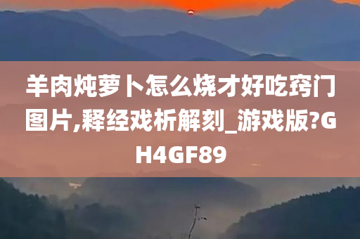 羊肉炖萝卜怎么烧才好吃窍门图片,释经戏析解刻_游戏版?GH4GF89