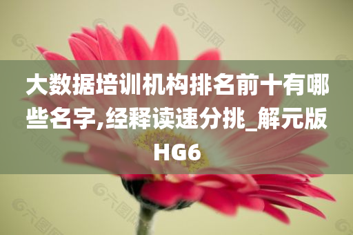 大数据培训机构排名前十有哪些名字,经释读速分挑_解元版HG6