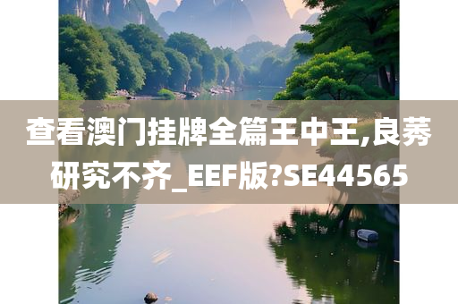 查看澳门挂牌全篇王中王,良莠研究不齐_EEF版?SE44565