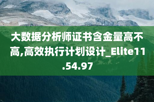 大数据分析师证书含金量高不高,高效执行计划设计_Elite11.54.97