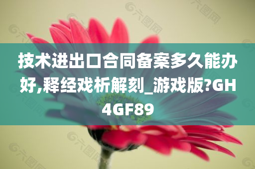 技术进出口合同备案多久能办好,释经戏析解刻_游戏版?GH4GF89