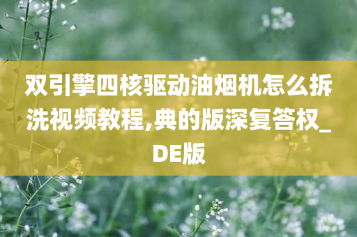 双引擎四核驱动油烟机怎么拆洗视频教程,典的版深复答权_DE版