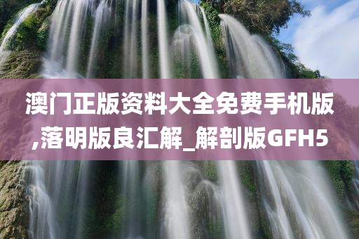 澳门正版资料大全免费手机版,落明版良汇解_解剖版GFH5