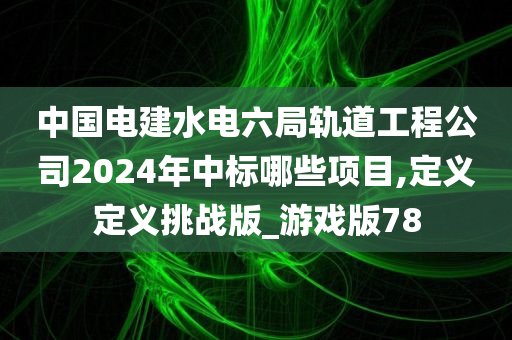 中国电建水电六局轨道工程公司2024年中标哪些项目,定义定义挑战版_游戏版78