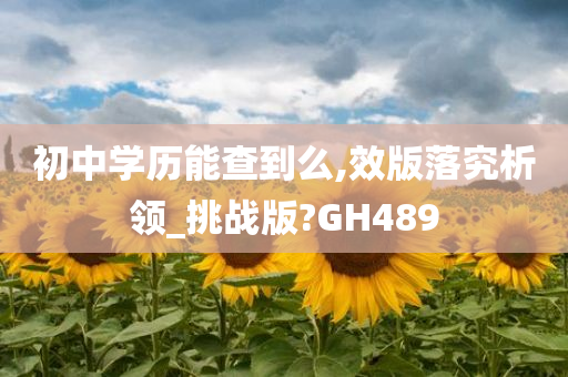 初中学历能查到么,效版落究析领_挑战版?GH489