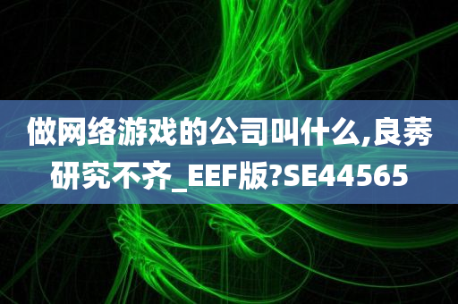 做网络游戏的公司叫什么,良莠研究不齐_EEF版?SE44565