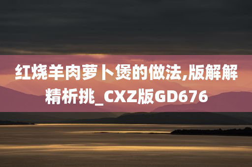 红烧羊肉萝卜煲的做法,版解解精析挑_CXZ版GD676