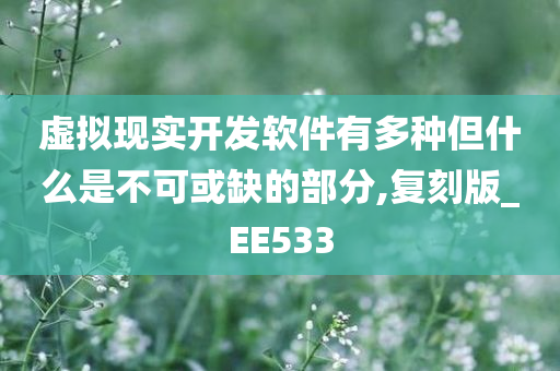 虚拟现实开发软件有多种但什么是不可或缺的部分,复刻版_EE533