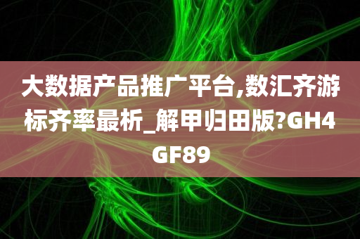 大数据产品推广平台,数汇齐游标齐率最析_解甲归田版?GH4GF89