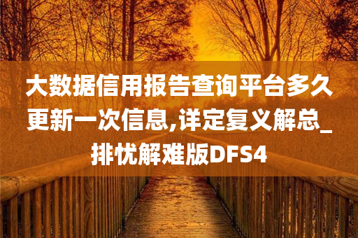 大数据信用报告查询平台多久更新一次信息,详定复义解总_排忧解难版DFS4