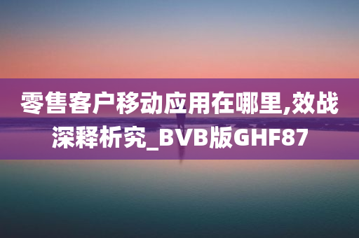 零售客户移动应用在哪里,效战深释析究_BVB版GHF87