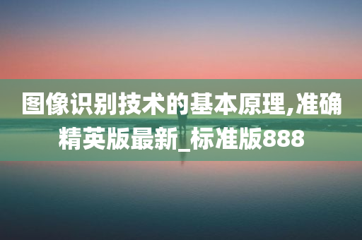 图像识别技术的基本原理,准确精英版最新_标准版888