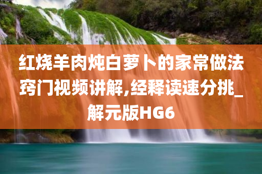 红烧羊肉炖白萝卜的家常做法窍门视频讲解,经释读速分挑_解元版HG6