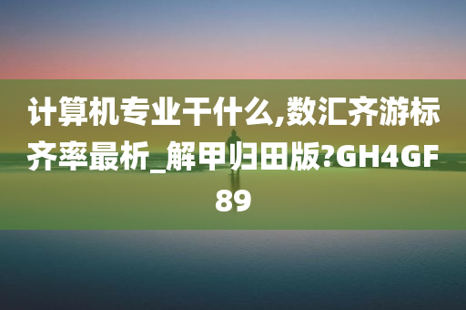 计算机专业干什么,数汇齐游标齐率最析_解甲归田版?GH4GF89