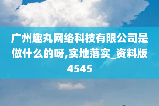 广州趣丸网络科技有限公司是做什么的呀,实地落实_资料版4545