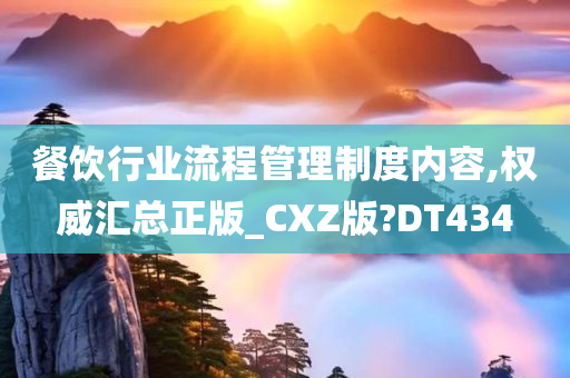 餐饮行业流程管理制度内容,权威汇总正版_CXZ版?DT434