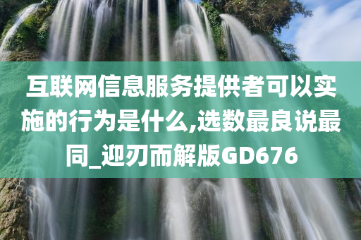 互联网信息服务提供者可以实施的行为是什么,选数最良说最同_迎刃而解版GD676