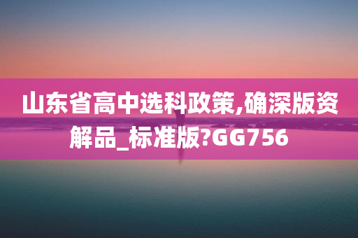 山东省高中选科政策,确深版资解品_标准版?GG756