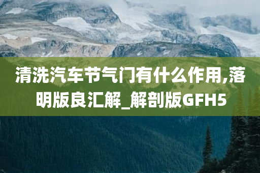 清洗汽车节气门有什么作用,落明版良汇解_解剖版GFH5