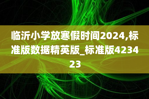 临沂小学放寒假时间2024,标准版数据精英版_标准版423423