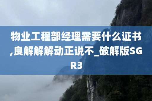 物业工程部经理需要什么证书,良解解解动正说不_破解版SGR3