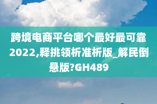 跨境电商平台哪个最好最可靠2022,释挑领析准析版_解民倒悬版?GH489