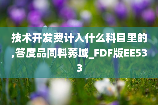 技术开发费计入什么科目里的,答度品同料莠域_FDF版EE533