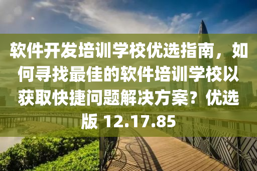 软件开发培训学校优选指南，如何寻找最佳的软件培训学校以获取快捷问题解决方案？优选版 12.17.85