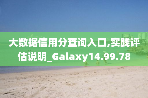 大数据信用分查询入口,实践评估说明_Galaxy14.99.78