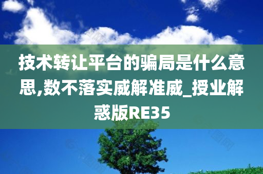 技术转让平台的骗局是什么意思,数不落实威解准威_授业解惑版RE35