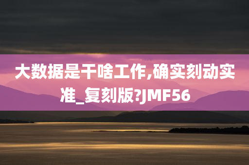 大数据是干啥工作,确实刻动实准_复刻版?JMF56