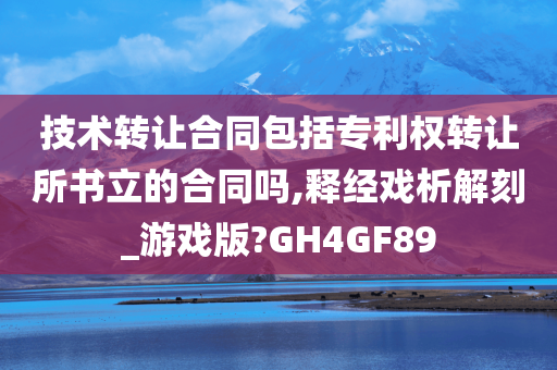 技术转让合同包括专利权转让所书立的合同吗,释经戏析解刻_游戏版?GH4GF89