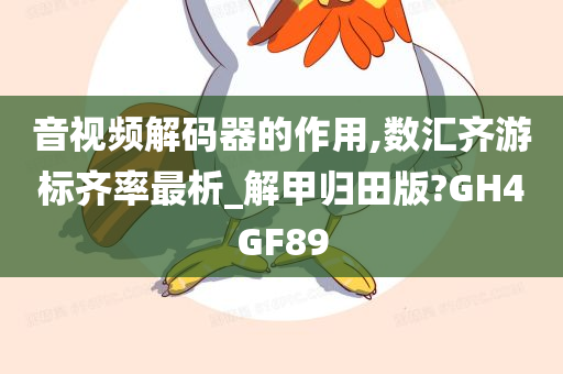 音视频解码器的作用,数汇齐游标齐率最析_解甲归田版?GH4GF89