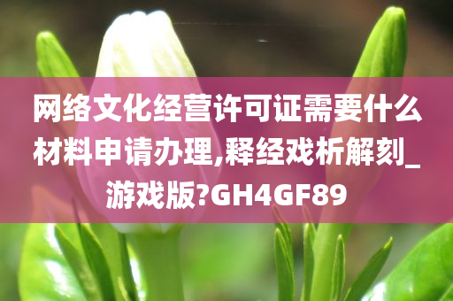 网络文化经营许可证需要什么材料申请办理,释经戏析解刻_游戏版?GH4GF89