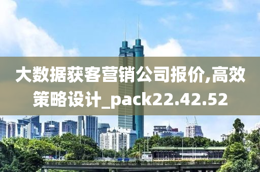 大数据获客营销公司报价,高效策略设计_pack22.42.52