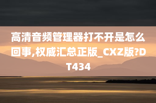 高清音频管理器打不开是怎么回事,权威汇总正版_CXZ版?DT434