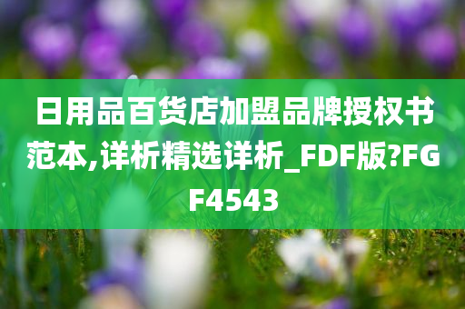 日用品百货店加盟品牌授权书范本,详析精选详析_FDF版?FGF4543