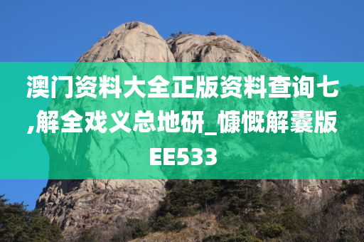 澳门资料大全正版资料查询七,解全戏义总地研_慷慨解囊版EE533