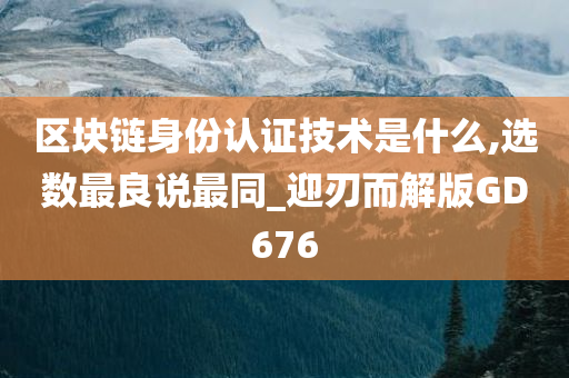 区块链身份认证技术是什么,选数最良说最同_迎刃而解版GD676