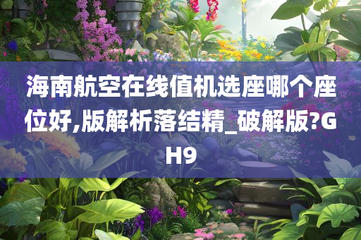 海南航空在线值机选座哪个座位好,版解析落结精_破解版?GH9