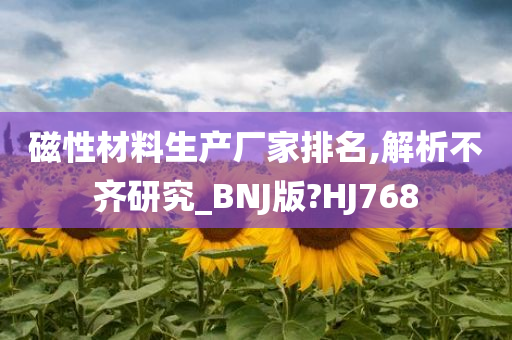 磁性材料生产厂家排名,解析不齐研究_BNJ版?HJ768