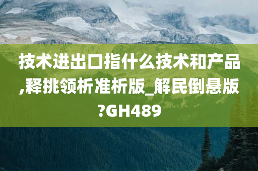 技术进出口指什么技术和产品,释挑领析准析版_解民倒悬版?GH489