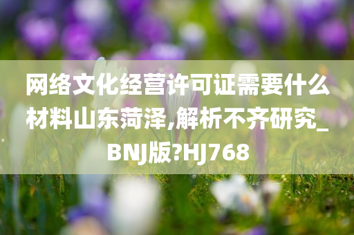 网络文化经营许可证需要什么材料山东菏泽,解析不齐研究_BNJ版?HJ768