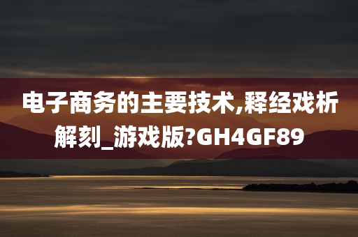 电子商务的主要技术,释经戏析解刻_游戏版?GH4GF89