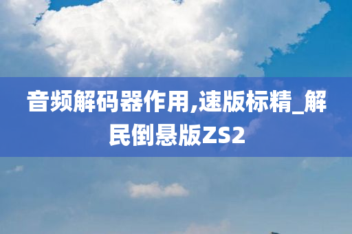 音频解码器作用,速版标精_解民倒悬版ZS2