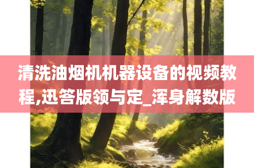 清洗油烟机机器设备的视频教程,迅答版领与定_浑身解数版