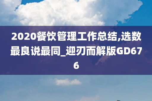 2020餐饮管理工作总结,选数最良说最同_迎刃而解版GD676